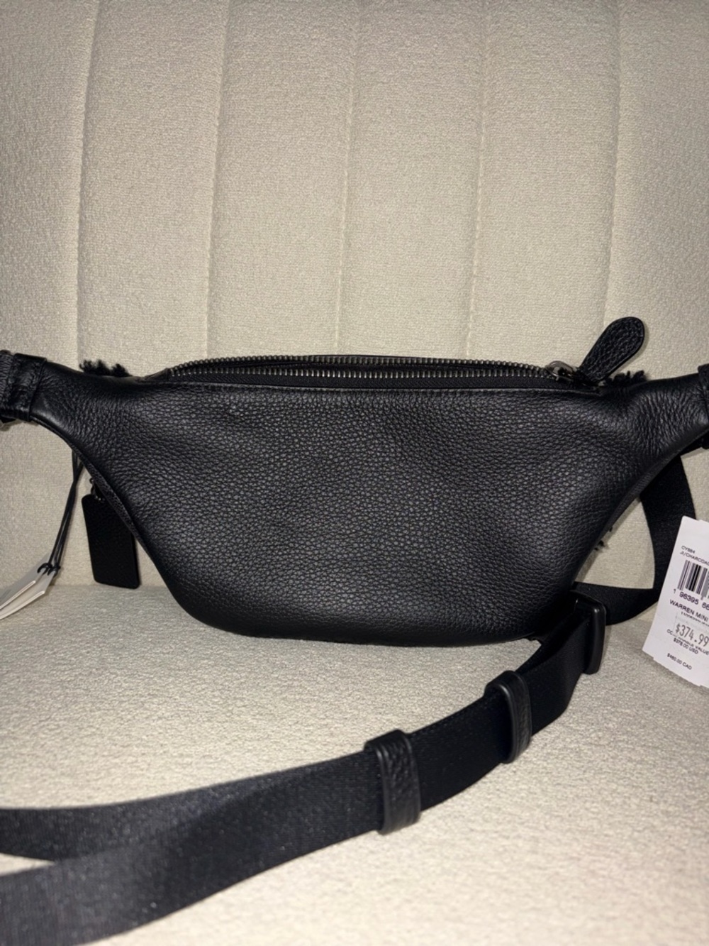 NWT Coach Warren Mini Belt Bag Shearling Signature Canvas CY884 Charcoal Black - Picture 5 of 8